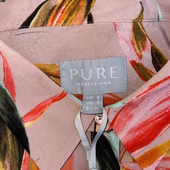 NWT Pure Collection Silk floral Long Sleeve Button Down Shirt - Picture 8 of 16